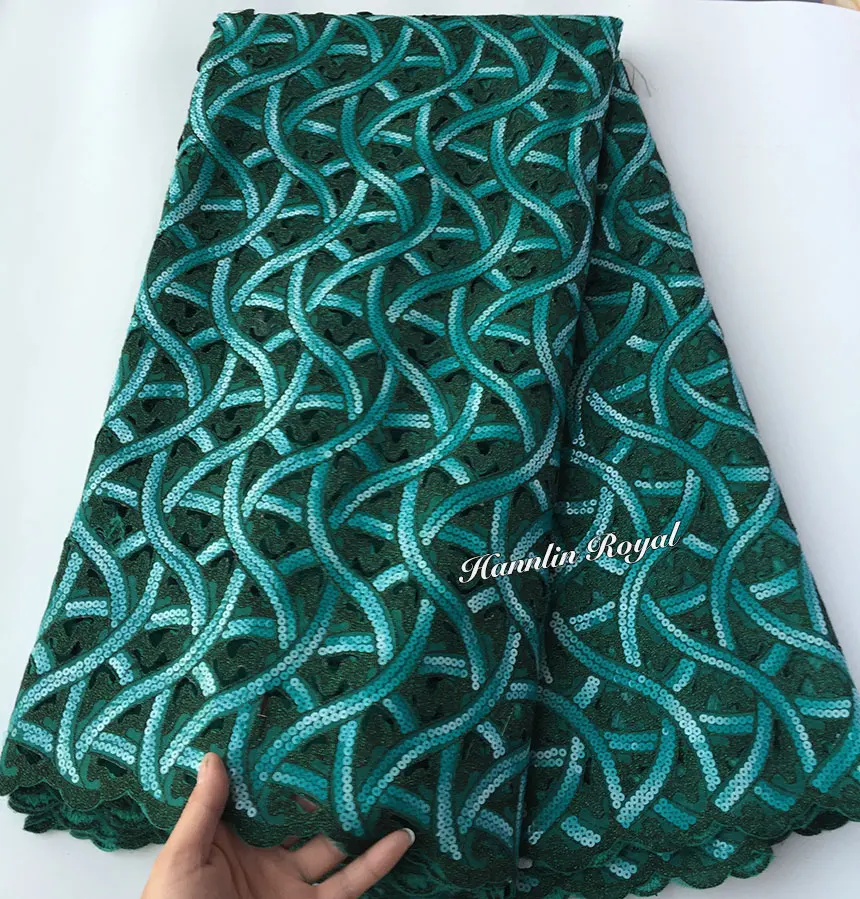 5 ярдов teal Handcut органза кружева АФРИКАНСКАЯ кружевная ткань с повторяющимся