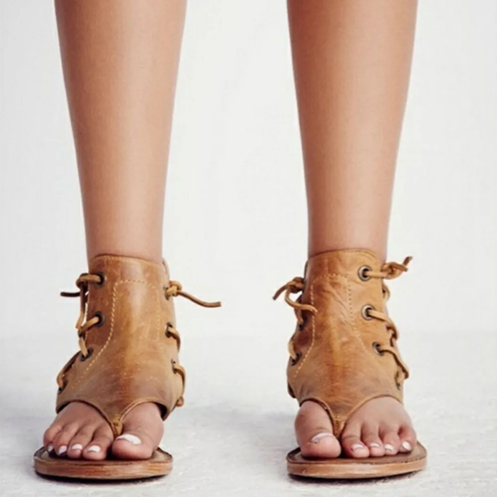 Женские кожаные сандалии весна лето женская обувь на шнуровке Pinch плоский каблук римские сандалии Strappy обувь с ремешками Повседневная