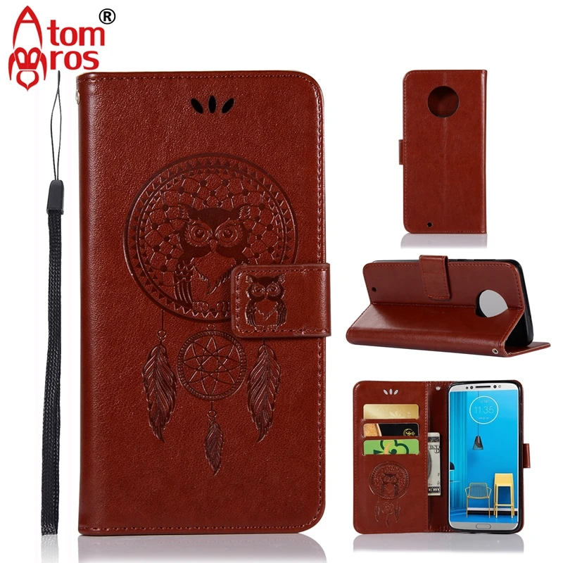 AtomBros for Moto G6 Case Retro Owl Design Flip Leather Motorola Plus G4 G5 G5S Play Phone | Мобильные телефоны и