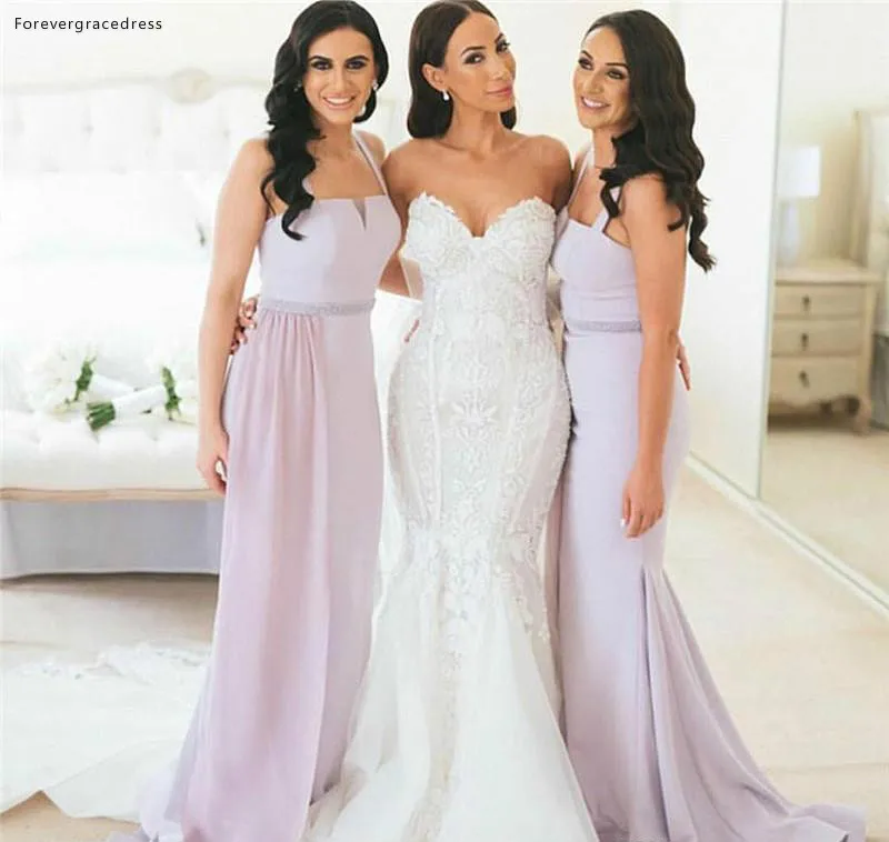 Lilac Bridesmaids Dresses For Summer Beach Garden Weddings Boho Mermaid Spaghetti Strap Long Wedding Guest Gowns BM0622  76