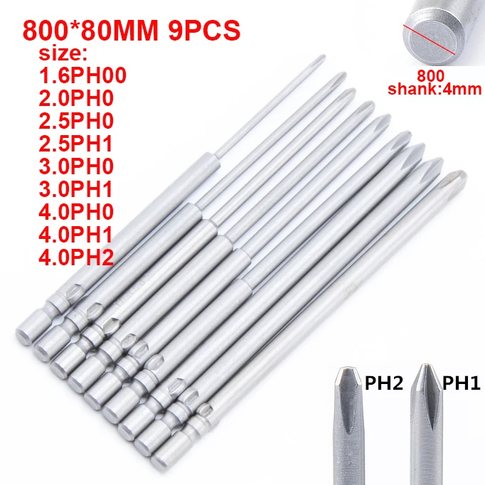 

1Pc 800 4mm Magnetic Round Shank Phillips Cross Head Screwdriver Bit Set Hand Tools Long 40mm 60mm 80mm 100mm 150mm