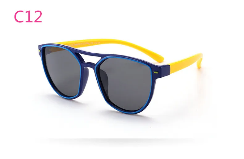 ASUOP2018 new fashion silicone children pilot polarized sunglasses UV400 retro girl round glasses boy color soft brand glasses (19)