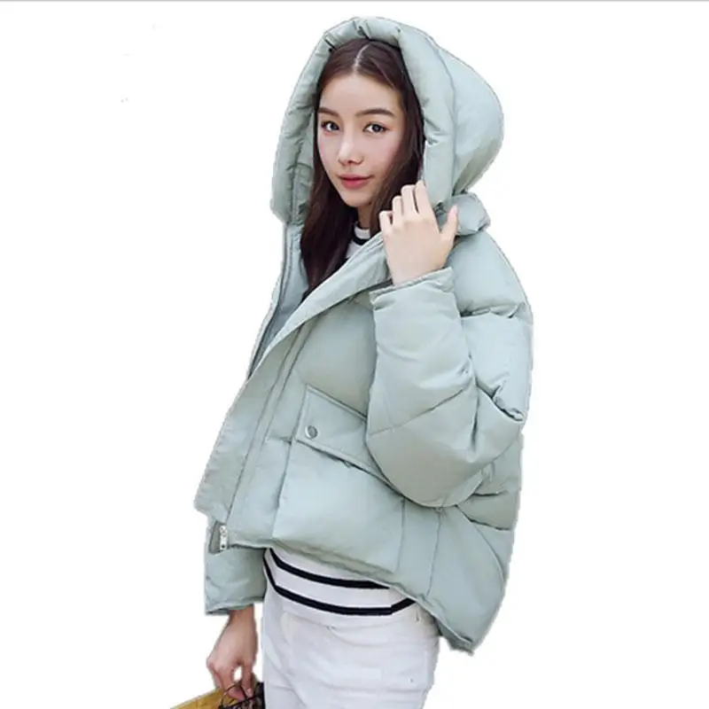 

Winter Fashion Women Jackets Short Design Cute Cotton Padded Pink Coats Causual Warm Hoodies Loose Padded Parkas Casaco Feminino