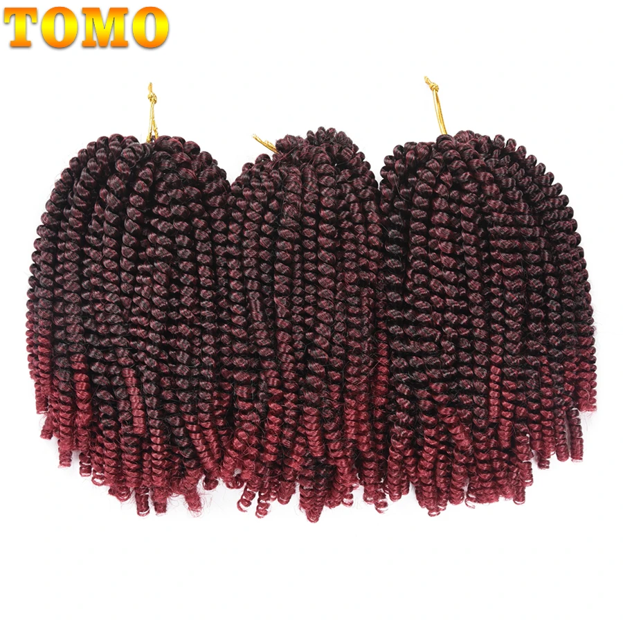 

TOMO 8 Inch Crochet Braids Ombre Spring Twist Hair Synthetic Hair Extensions Braids Kinky Curly Twists 30Strands/Pack