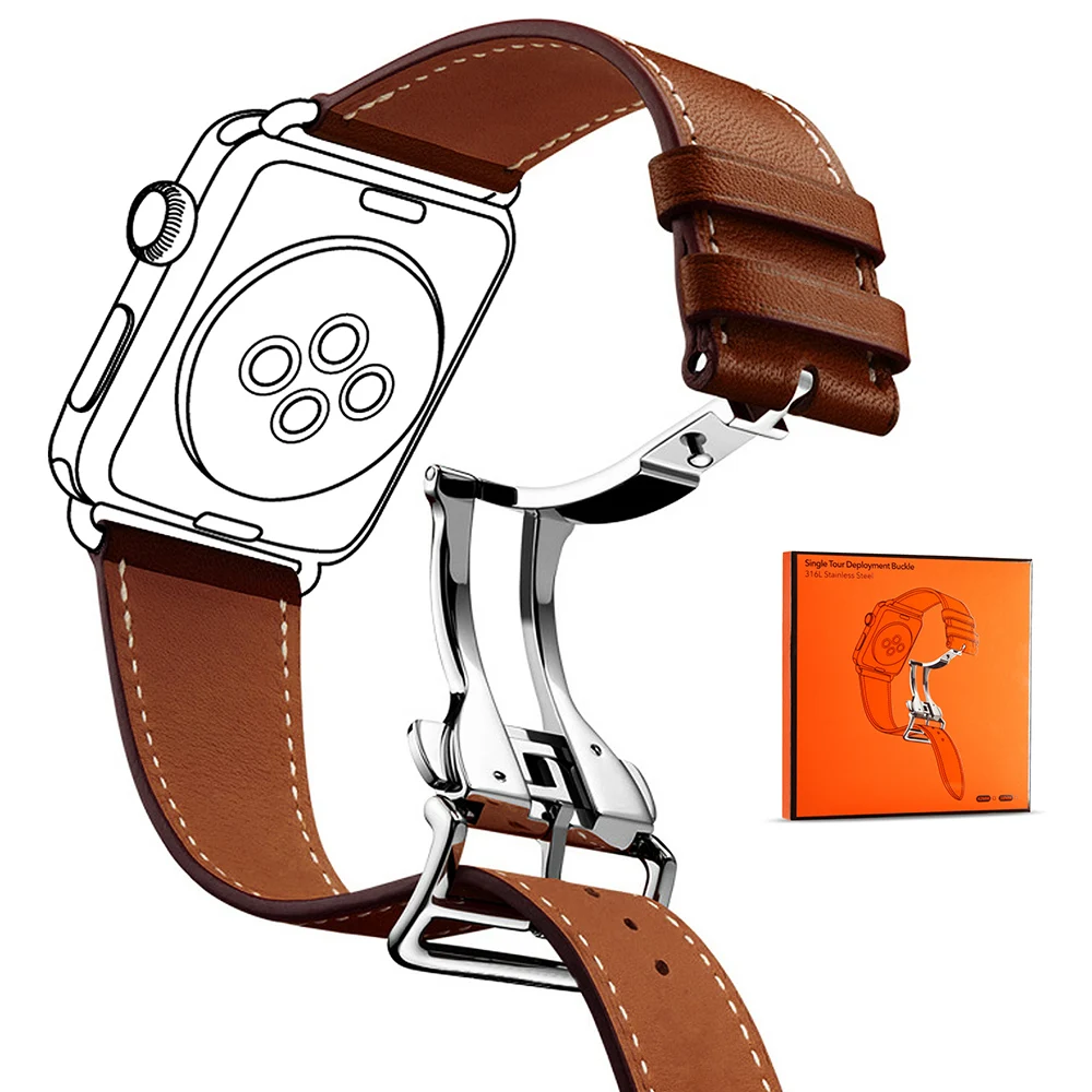 Роскошный ремешок для Apple Watch 38 мм 40 42 44 из натуральной кожи с пряжкой iWatch серии 1 2 3