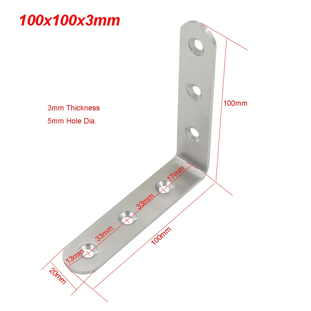 46mm x 46mm x 3mm A2 STAINLESS CORNER ANGLE BRACE BRACKETS DECKING AD4 