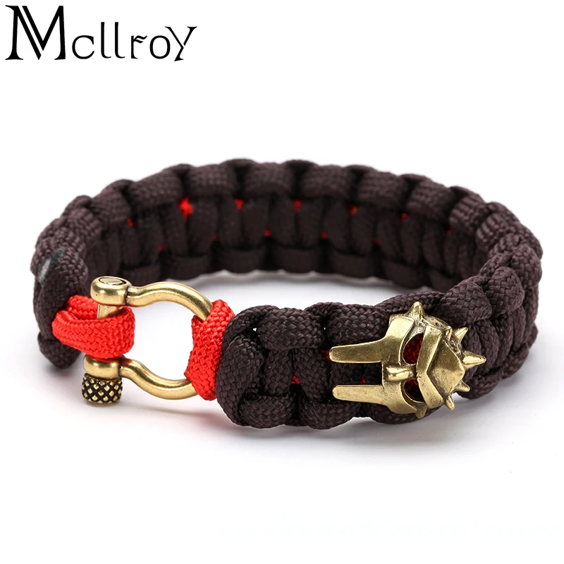 Mcllroy Nylon rope Weave bracelets D shape button Copper Mask Superman Men jewelry Vintage bracelet&bangle Punk accessories Boho