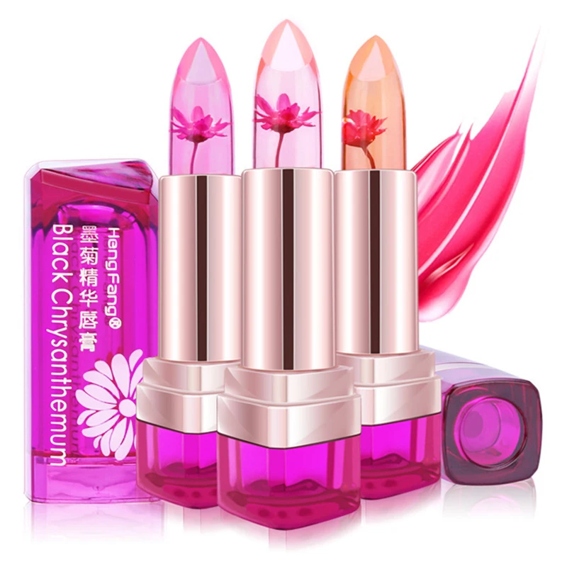 3 flavors Discolored Jelly Lipstick Black Chrysanthemum Lipstick Fruit
