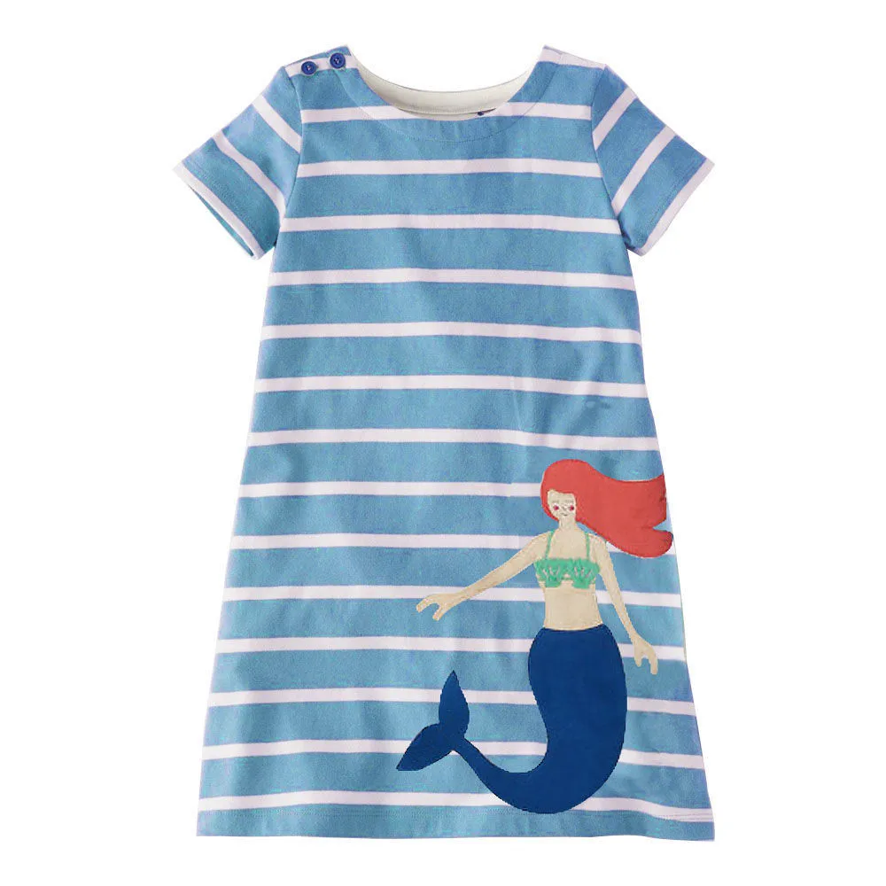 

summer 2019 new girl dresses 2- 6 years kids dresses Blue Striped Print princess costume baby girl dresses
