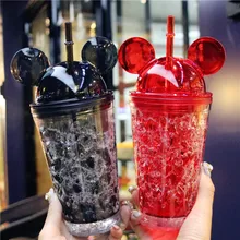 Mikey шатающийся стакан новая двойная здоровая пластиковая вода кофе сок Кола холодный лед кружка с ремнем черная красная прозрачная Питьевая Посуда