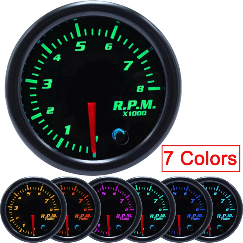 Oil temperature Gauge Car Auto 12V 52mm 7 Color Universal Boost Water temp Oil pressure Voltmeter Air fuel ratio Tachometer RPM