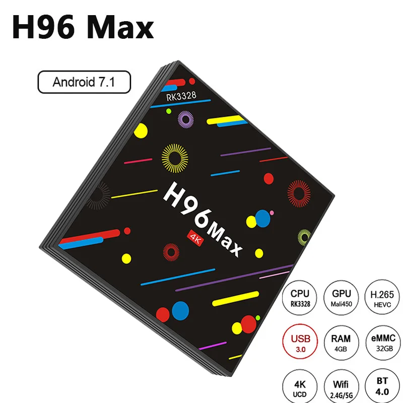 H96 MAX Android 7,1 ТВ коробка RK3328 Quad-Core 64bit Cortex-A53 Декодер каналов кабельного телевидения Поддержка 4 k Дисплей H.265 Wi-Fi 2,4G/5G BT tv BOX