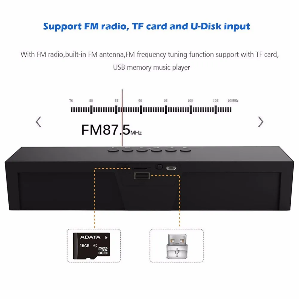 Сардины SDY-019 беспроводной Bluetooth Портативная колонка HIFI 10 Вт USB усилители домашние стерео звук баров коробка с микрофоном FM радио для iPhone