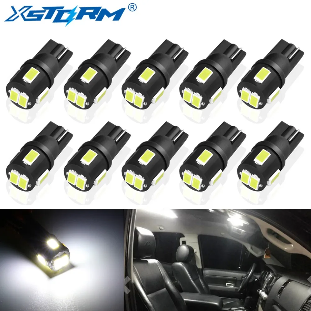 10Pcs T10 W5W Led Bulb 194 168 Car Interior Dome Reading Lamp License Plate Light Clearance 6000K White 12V Auto Led Bulb