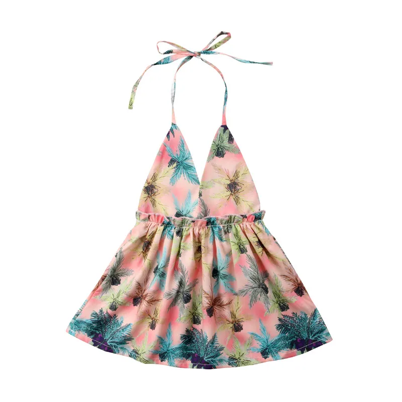 2018 Tropical Style Summer Fashion Printing Floral Party Girls Dresses ...