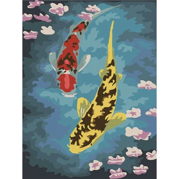 

YIKEE decorative canvas oil painting by numbers,paint by number adults Koi