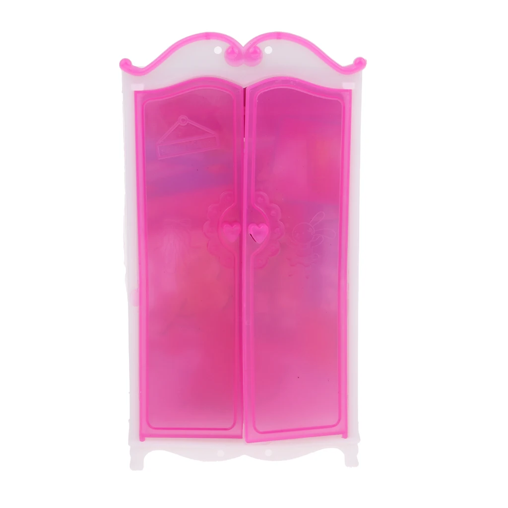 Doll Closet Wardrobe Clothes Cabinet Princess Bedroom  Dollhouse Miniature Furniture Pretend Toys for   Dolls Accessory