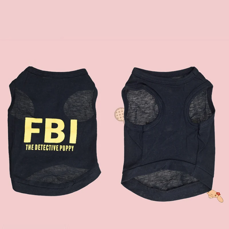 

Cute and Lovely Cotton Detective Puppy Teddy Clothes FBI Letter Print Spring Summer T Shirt XS-L Pet Supplies Pet Vest