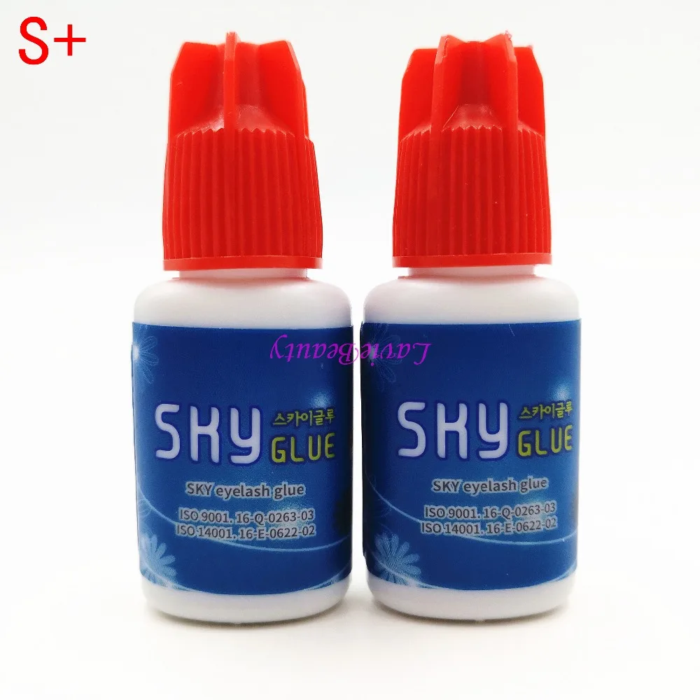

Free Shipping 2 bottle/lot 1-2s drying Original Korea Sky Glue Red Cap S+ for Eyelash Extensions MSDS Adhesive,5ml