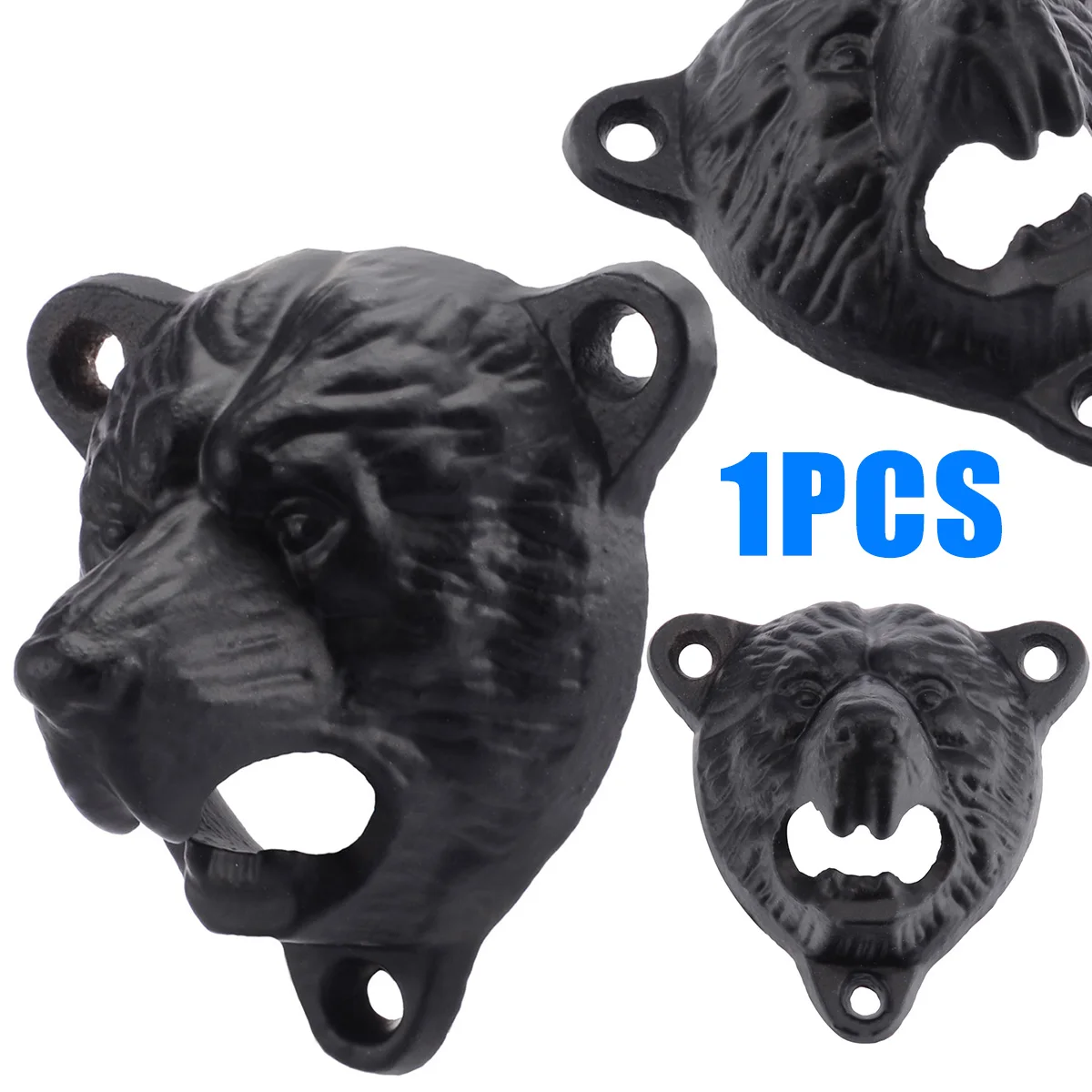 Vintage Beer Bottle Cast Iron Bear Head Opener Wall Mount Kitchen Tool Gift 80*85*55mm