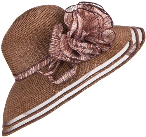 Стиль женское платье церковная Свадьба Кентукки Дерби с широкими полями пляжная летняя сумка из соломы шляпа для женщин A115 - Цвет: Brown