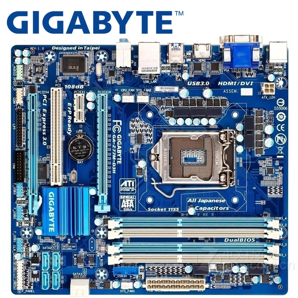 

GIGABYTE GA-Z77M-D3H Desktop Motherboard Z77 Socket LGA 1155 i3 i5 i7 DDR3 32G ATX UEFI BIOS Original Z77M-D3H Used Mainboard