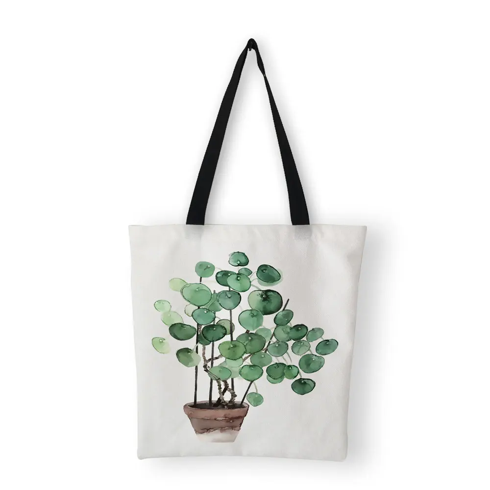 

Woman Handbag Watercolor Pteridophyte Print Canvas Bag Women High School Student Bag Female
