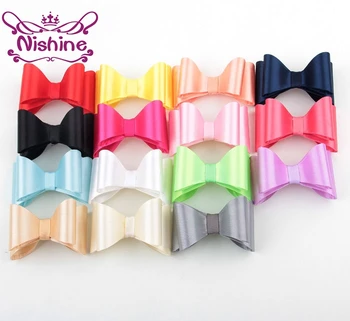 

Nishine 20pcs/lot Newborn Luxe Hair Bows For Headbands Hair Clips PVC Satin Bow For Kids Girls Hair Accessories(Color:15 Colors)