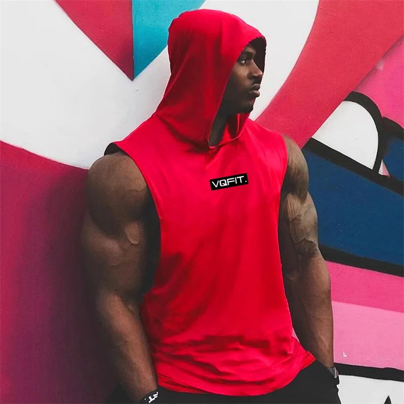 Camiseta de algodón sin mangas con capucha para hombre, ropa deportiva de marca para gimnasio y musculación
