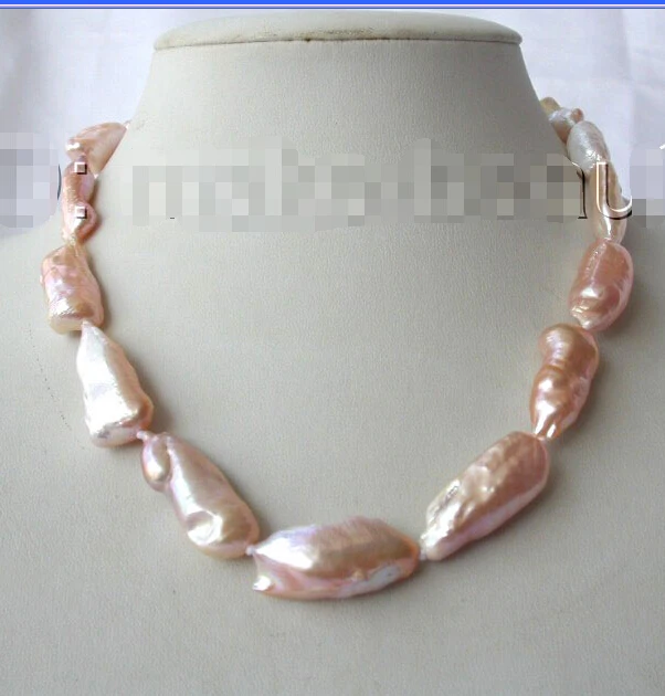 

faststunning big 28mm baroque pink freshwater cultured pearl necklace h816 AAA