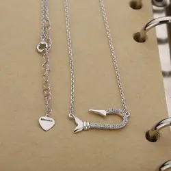 DENGYINGLUO чистый 925 пробы серебро цепочки и ожерелья рыбы дизайн кулон классический крест цепи красивое ожерелье; бижутерия подарок для женщин