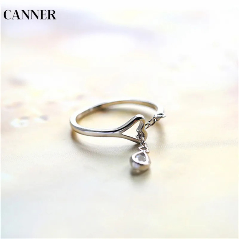 Canner капли воды кулон Открытое кольцо сердечко серебряного цвета Кристальные