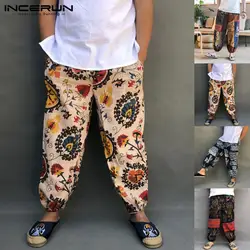 Inrerun мужские повседневные брюки Китай 2019 этнический принт свободные новые хлопковые брюки с эластичной талией с принтом хип-хоп хлопок