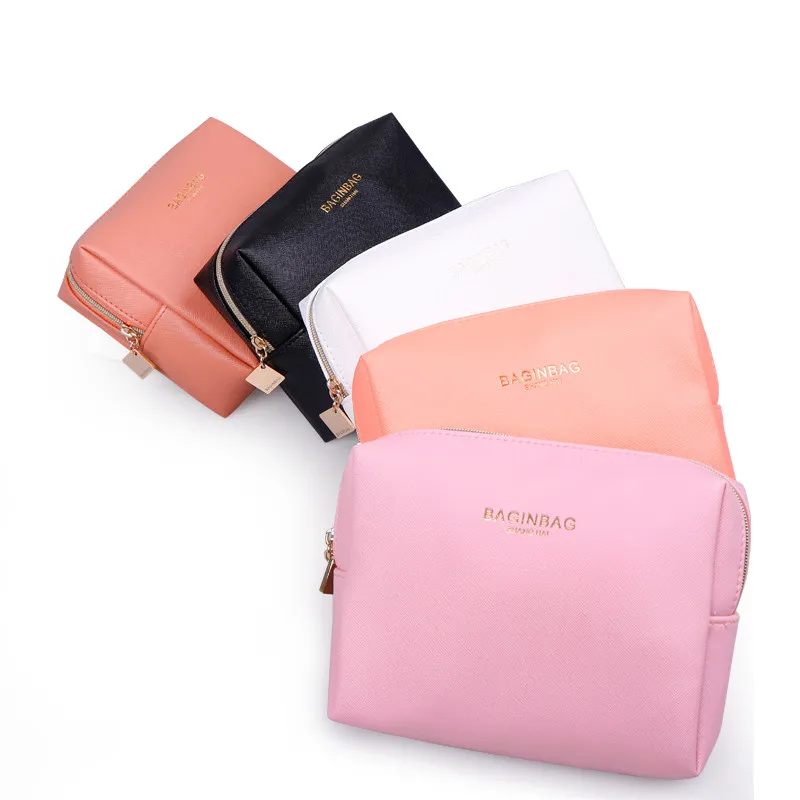 Fashion Cross Pattern PU Leather Cosmetic Bag Women MakeUp Bag