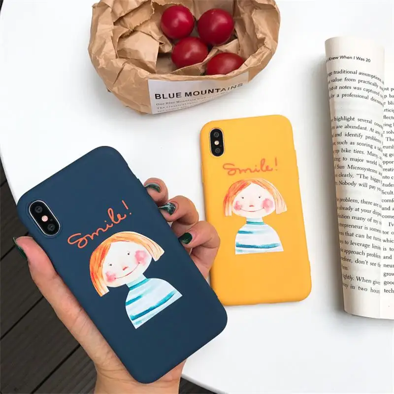 

Cute Style Phone Cases for iPhone 6 6s 7 8 Plus Cartoon Smile Girl Pattern Soft Ultra Thin Covers for iPhone X Hot Sales