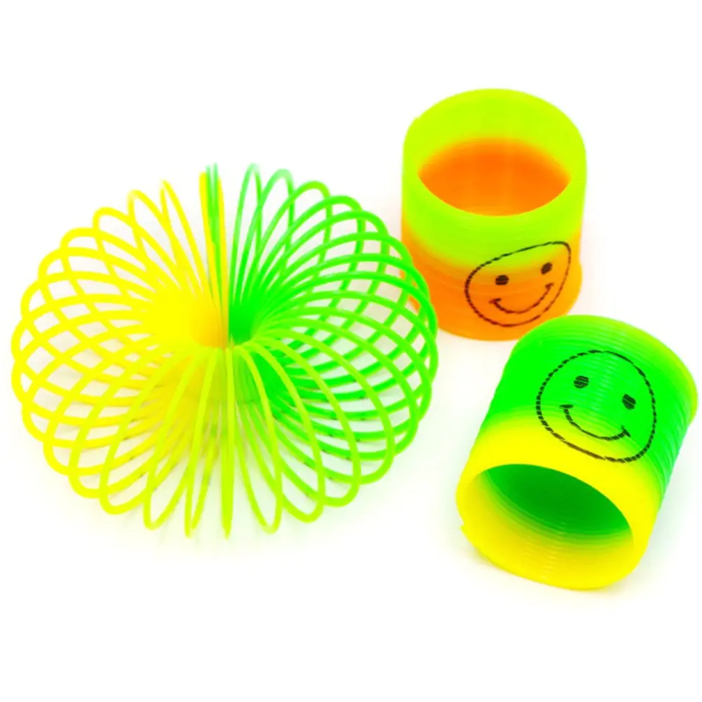 

2Pcs Magic Rainbow Spring Classic Toys colorful Rainbow Circle Folding Plastic Spring Coil Children's Creative Educational Toys