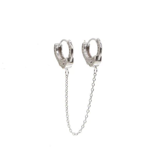 1 Piece Set Famous Jewelry Authentic 925 Sterling Silver Handcuff 1 Piece Set Famous Jewelry Authentic 925 Sterling Silver Handcuff Earrings For Women European Statement