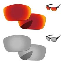 Хромированные серебряные и огненные красные 2 пары зеркальные поляризованные Сменные линзы для солнцезащитные очки в оправе UVA и UVB Защита