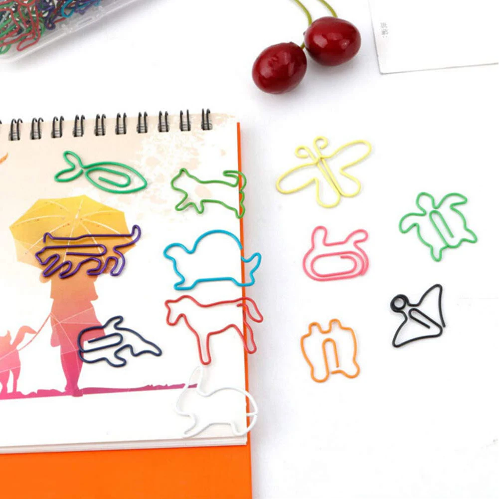 

60pcs Animal Shape Clips Smooth Bookmark Office Supplies Student School Paper Holder Kids Cute Gift Multicolor Metal