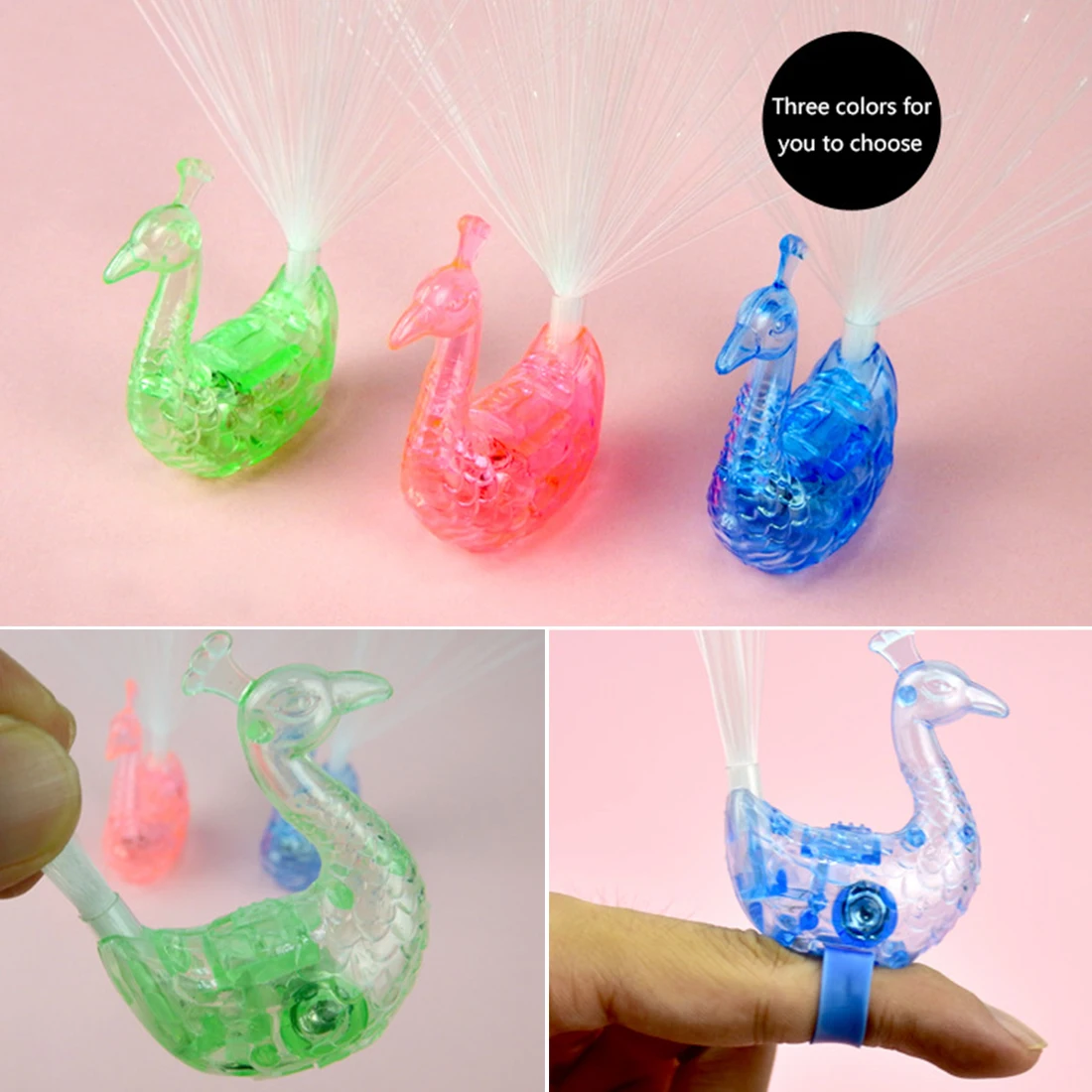 

Peacock Finger Light Colorful LED Light-up Rings Party Gadgets Kids Intelligent Toy for Party Gift Color Random