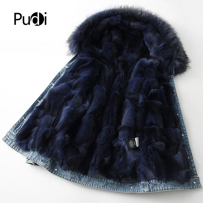 PUDI A68665 женская зимняя хлопковая парка, пальто, теплое пальто с мехом лисы, с капюшоном, с подкладкой из лисы, Женская Длинная шерстяная куртка, пальто