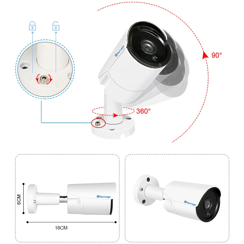 Techage 1080 P 48 В POE IP Камера открытый Водонепроницаемый 2MP HD P2P ONVIF 6 шт. ИК светодио дный