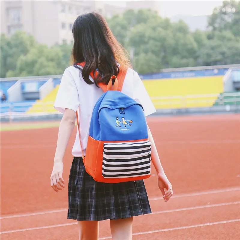 Menghuo School Backpacks for Teenage Girls Emboridery Women Canvas Backpack Female Cute Japan and Korean Backpack Travel BagsTJRR1863