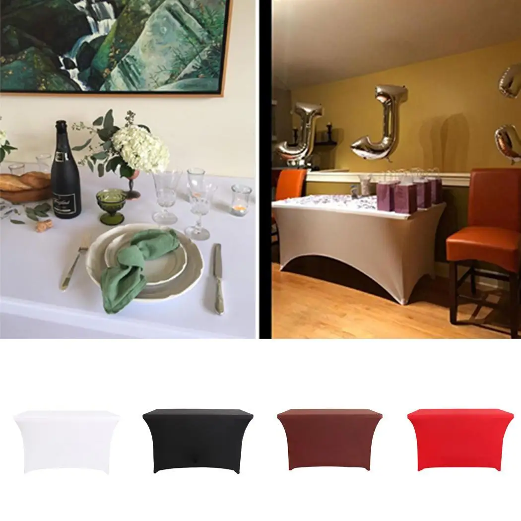 

Multifunctional Solid Color Elastic Tablecloth Home Stretch Rectangular Black Coffee Red White Table Cloth Hotel Table Cover
