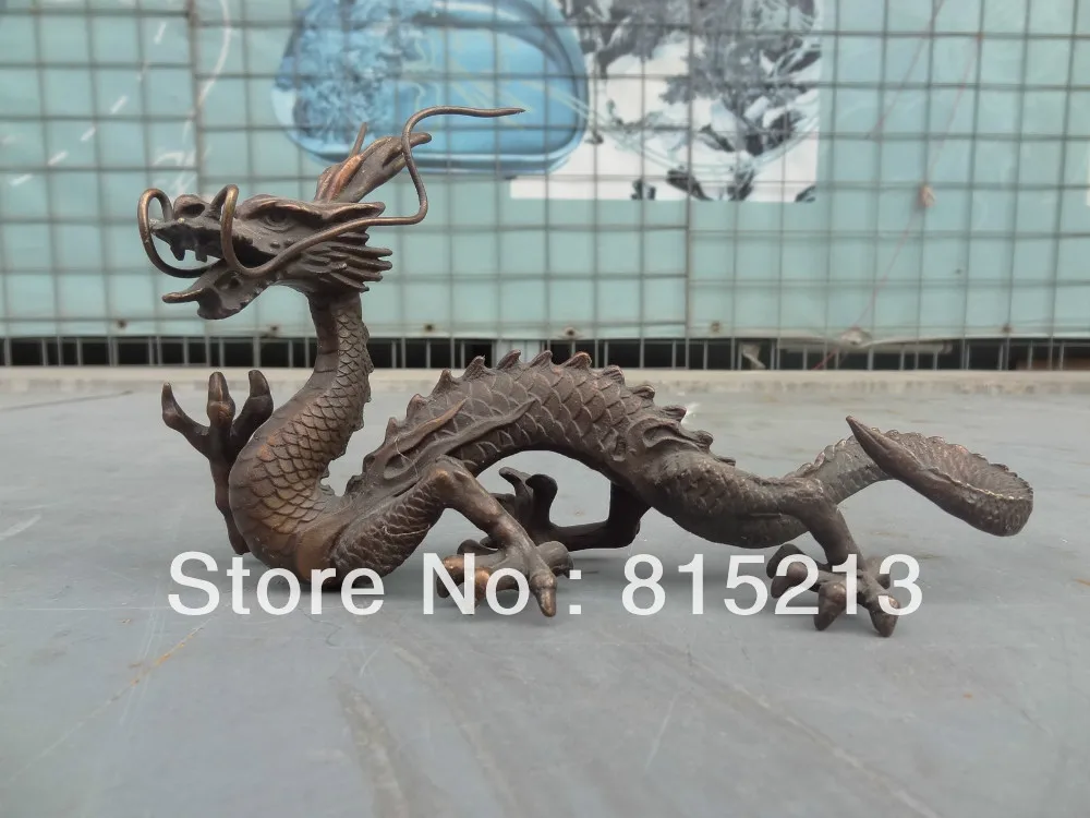 

Китайская Статуэтка из чистой пурпурной бронзы Цзянь, миф о богатстве, муха, дракон, 9 дюймов, 23 см