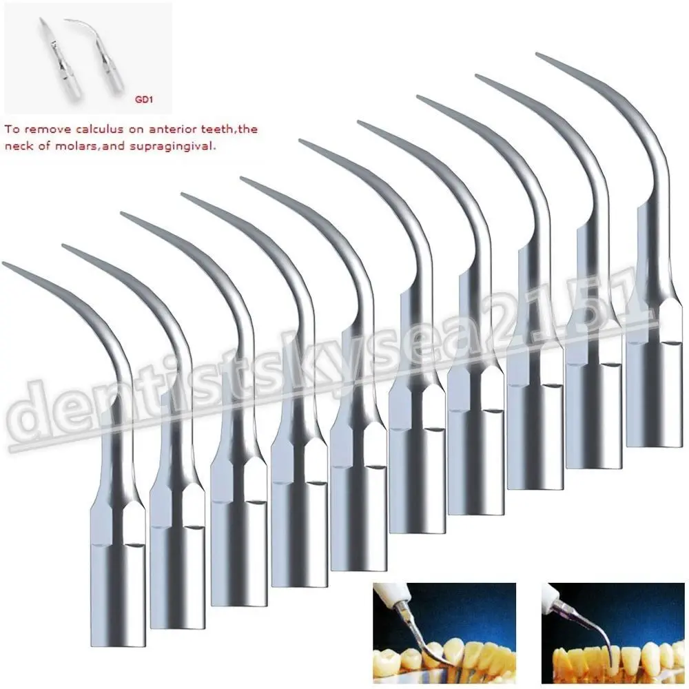 

Free shipping 10pcs Dental Ultrasonic Piezo Scaler Tips GD1 fit DTE SATELEC Scaler Handpiece A