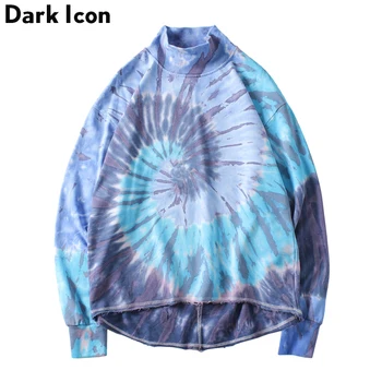 

DARK ICON Turtleneck Collar Front Short Back Long Oversized Sweatshirt Men 2019 Winter Hip Hop Sweatshirt Streetwear Clothes