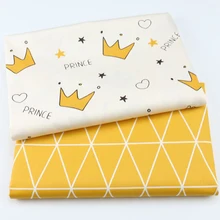 Хлопковая ткань, Лоскутная Ткань по метру, хлопковая ткань для лоскутного шитья, мультяшная Корона, 50*160 см, D30