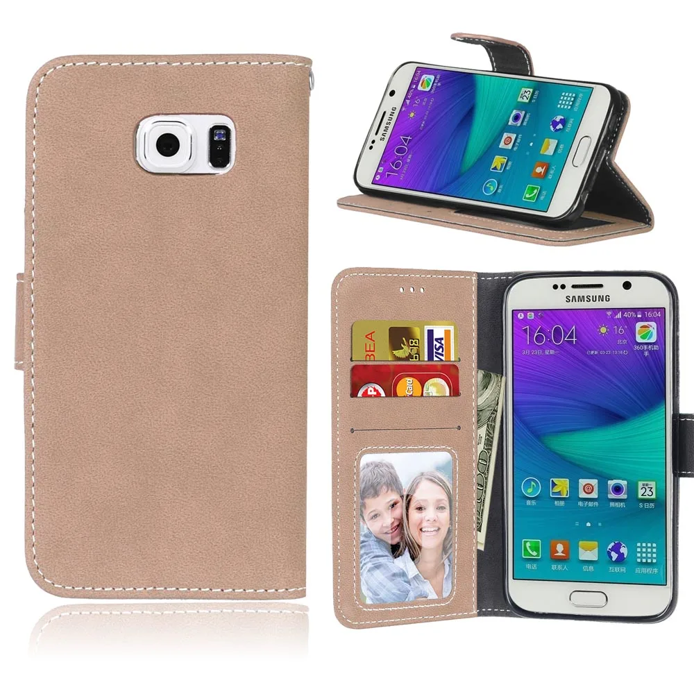 

for Galaxy S6 Case Retro Leather Wallet Flip Cover Case For Samsung Galaxy S6 Bag with Photo Frame Stand Phone Cases Covers