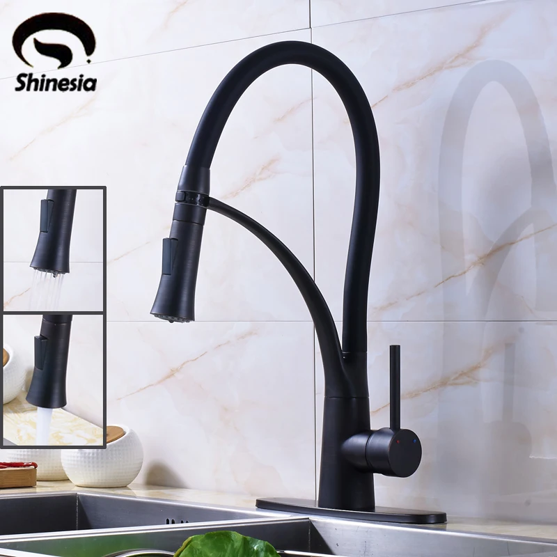 

Oil Rubbed Bronze Single Handle Mixer Tap Swivel Spout Kitchen Sink Faucet with Cover Plate